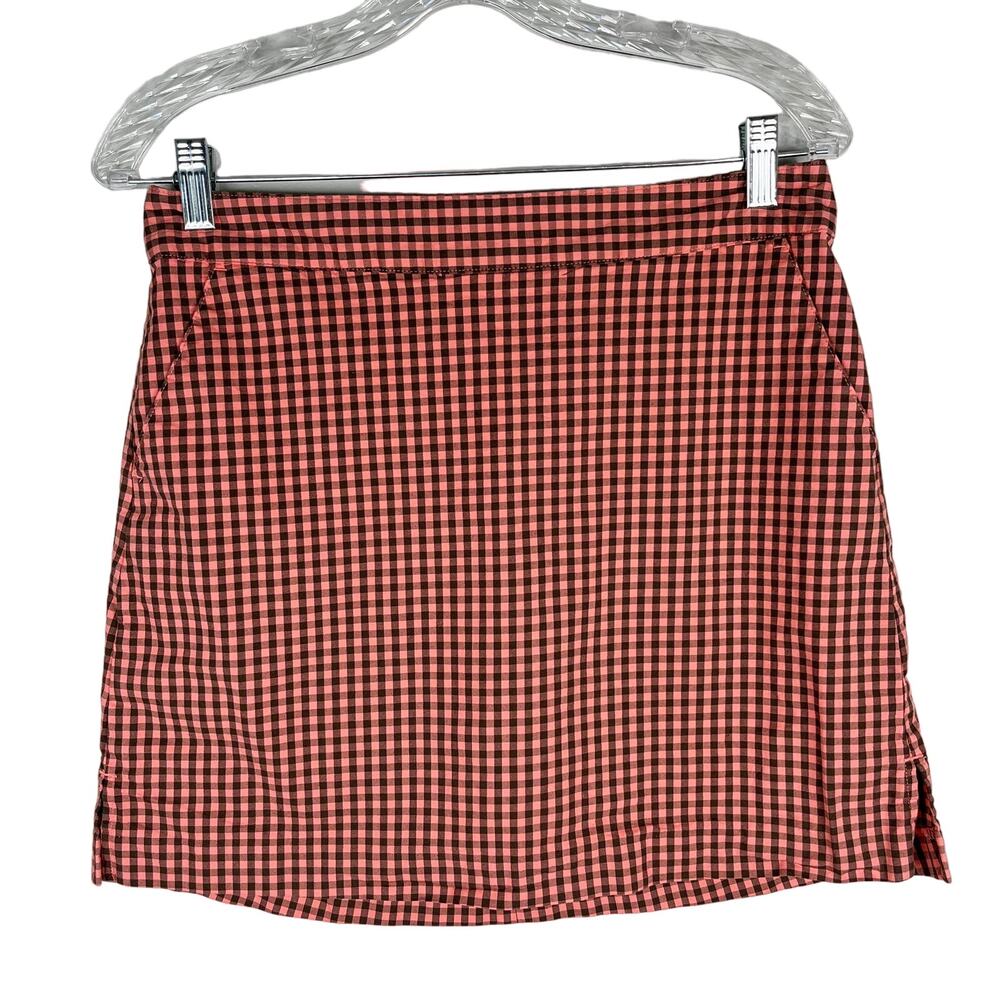Lady Hagen Gingham Check Golf Skort 6 Salmon Brown Pockets Skirt Shorts